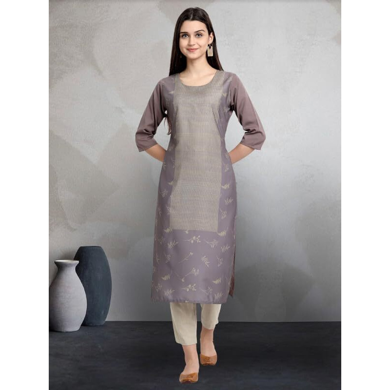 Pinkmint Elegant Printed Crepe Kurti's for Women's ll Fashionable Kurti ll Stright Round Neck Kurti (Pack of 6)