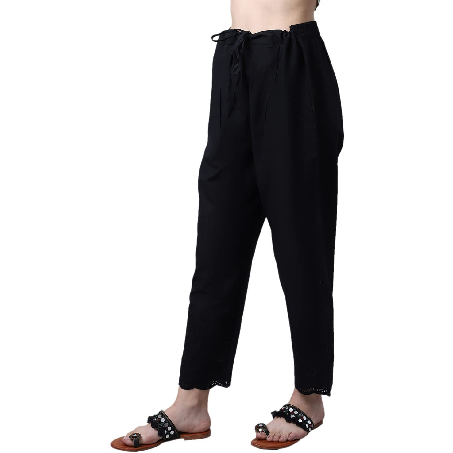 Cantabil Women Cotton Black Casual Pant (LPNT00007_Black_XXL)