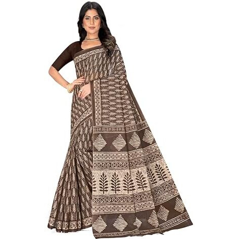 Tamaira Fashion Women's Plain Cotton Saree (2499_Grey