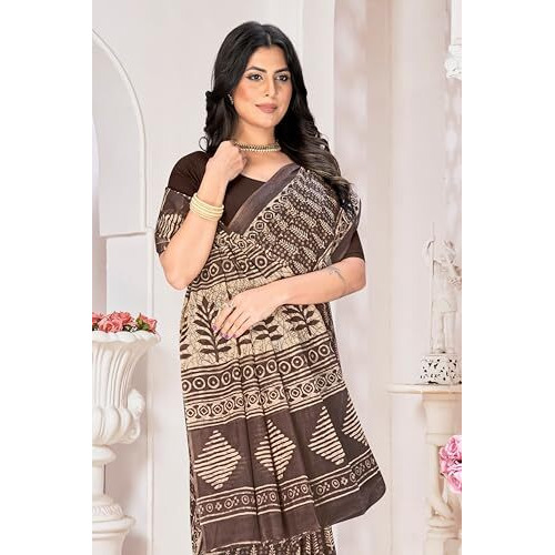 Tamaira Fashion Women's Plain Cotton Saree (2499_Grey