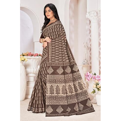 Tamaira Fashion Women's Plain Cotton Saree (2499_Grey