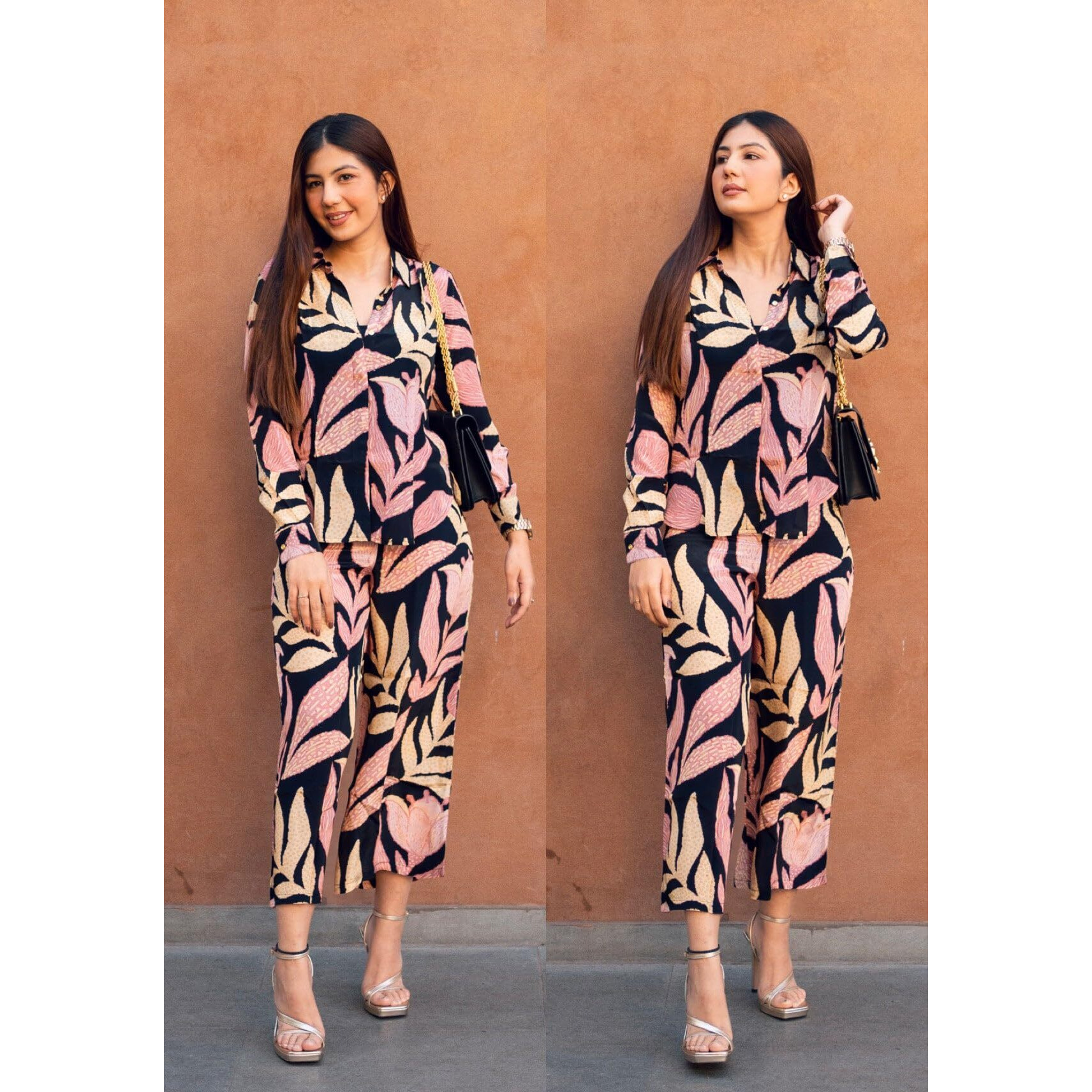 GoSriKi Women's Cotton Blend Printed Ethnic Co-ord Set (Badima Black-GS_S_Black_Small)