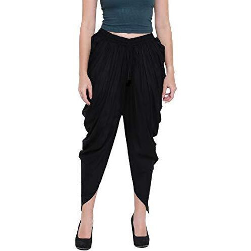 DIGITAL SHOPEE Women Stylish Dhoti Pants Salwar Bottom Wear for Girls/Womens/Ladies (Medium, Black)