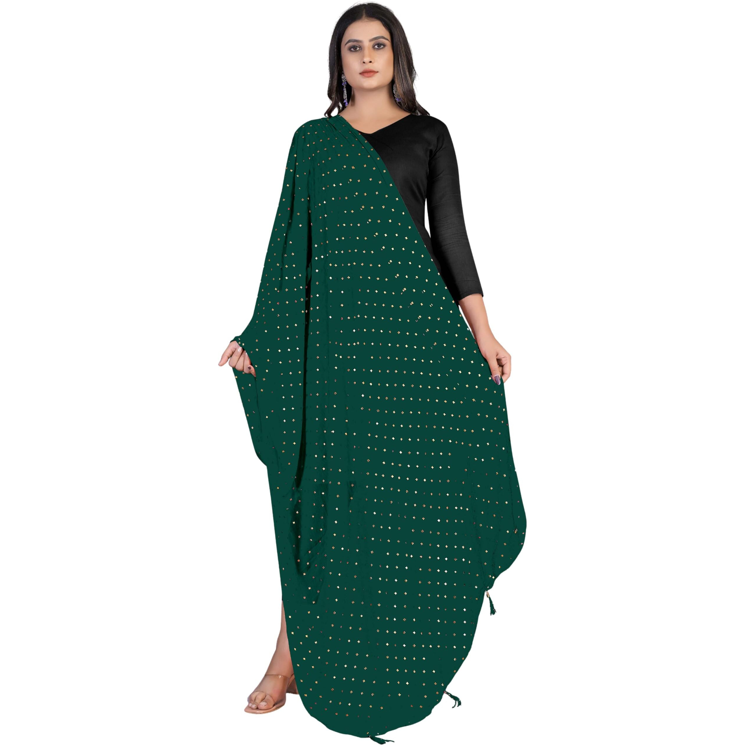 KEMZA Women's Printed Chiffon Dupatta (Green)