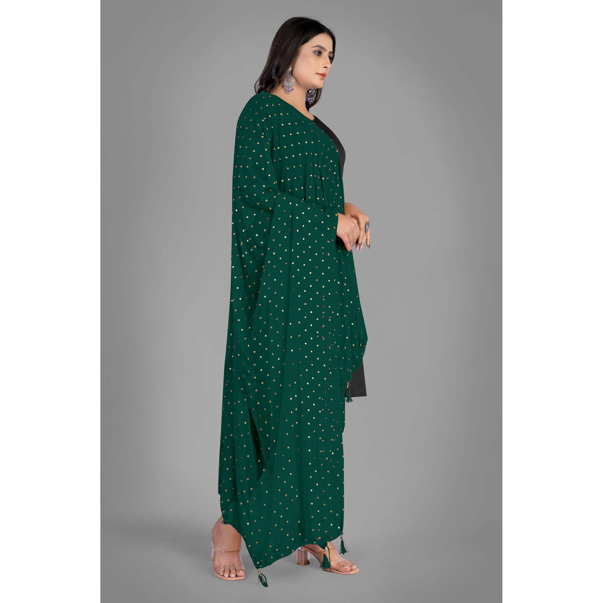KEMZA Women's Printed Chiffon Dupatta (Green)