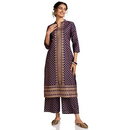 Amazon Brand - Myx Women's Cotton Salwar Suit (MYX-AW23-SKD-05_Deep Purple_3XL)