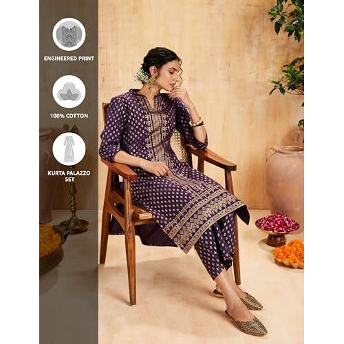 Amazon Brand - Myx Women's Cotton Salwar Suit (MYX-AW23-SKD-05_Deep Purple_3XL)
