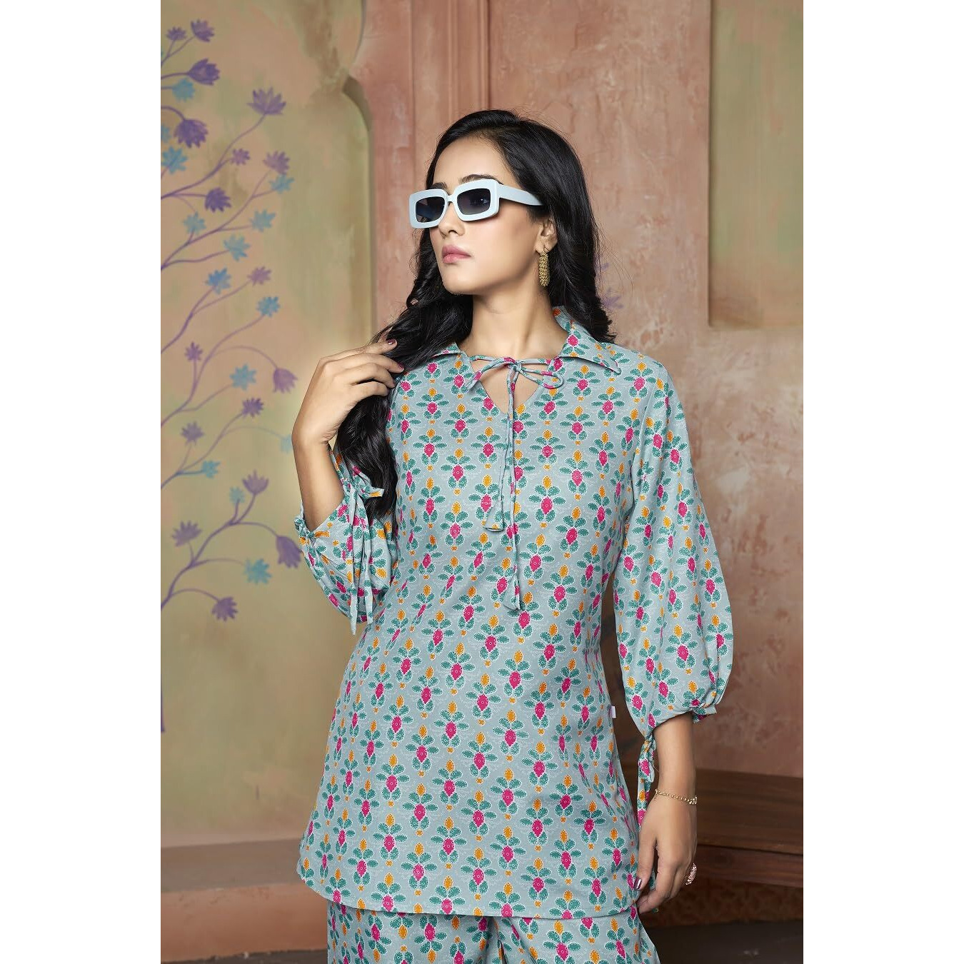 DHRUVI TRENDZ Womens Rayon Co-ord Set Regular Fit Kurta Set 1 (DT-K-W1704&TR797_Light Green_3XL)