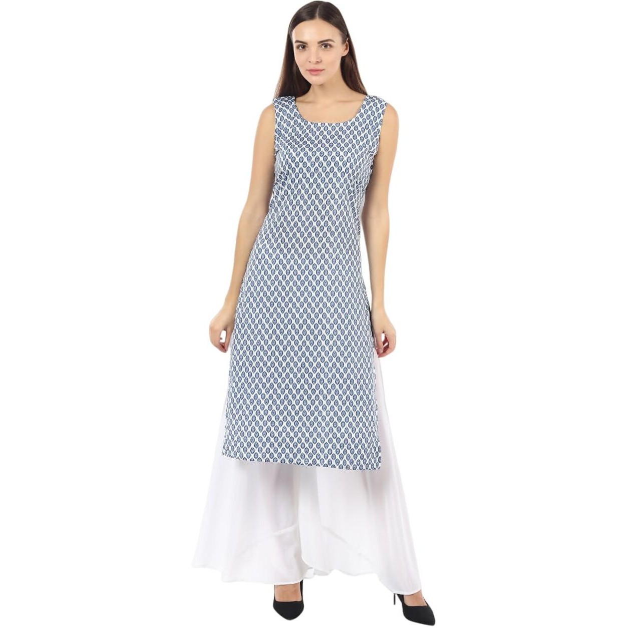 PATLANI Women's Crepe Full Stitched Kurti. Blue