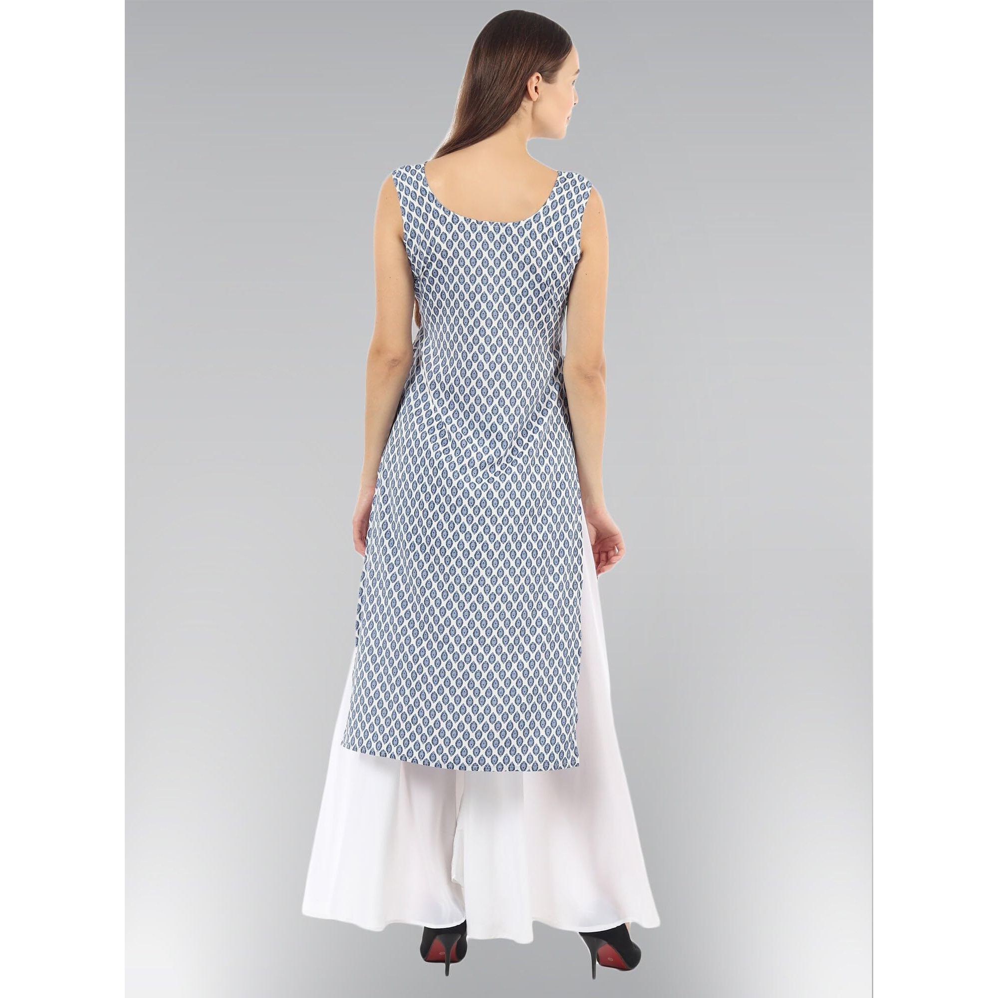 PATLANI Women's Crepe Full Stitched Kurti. Blue