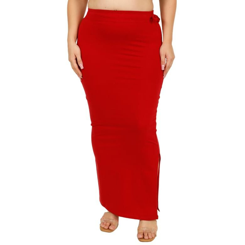 Georgio Martini - First Time In India Plus Size Cotton Lycra Saree Shapewear for Women Straight Cut Skirt with Side Cut | Shape Wear Dress for Sarees | Petticoat with Drawstring Maroon-XL