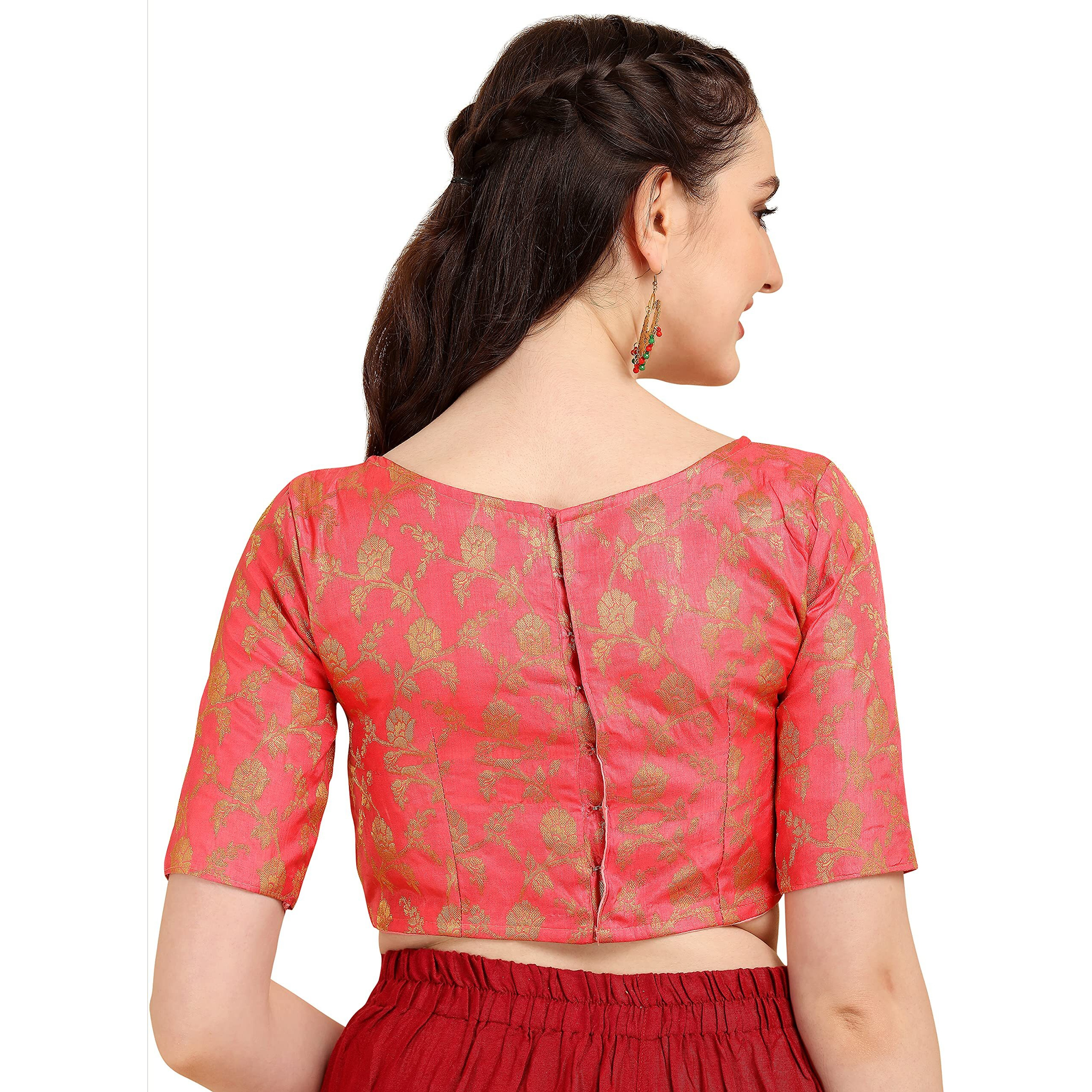 OOMPH Jacquard Pink Readymade Blouse for Women - rbbl128xxl