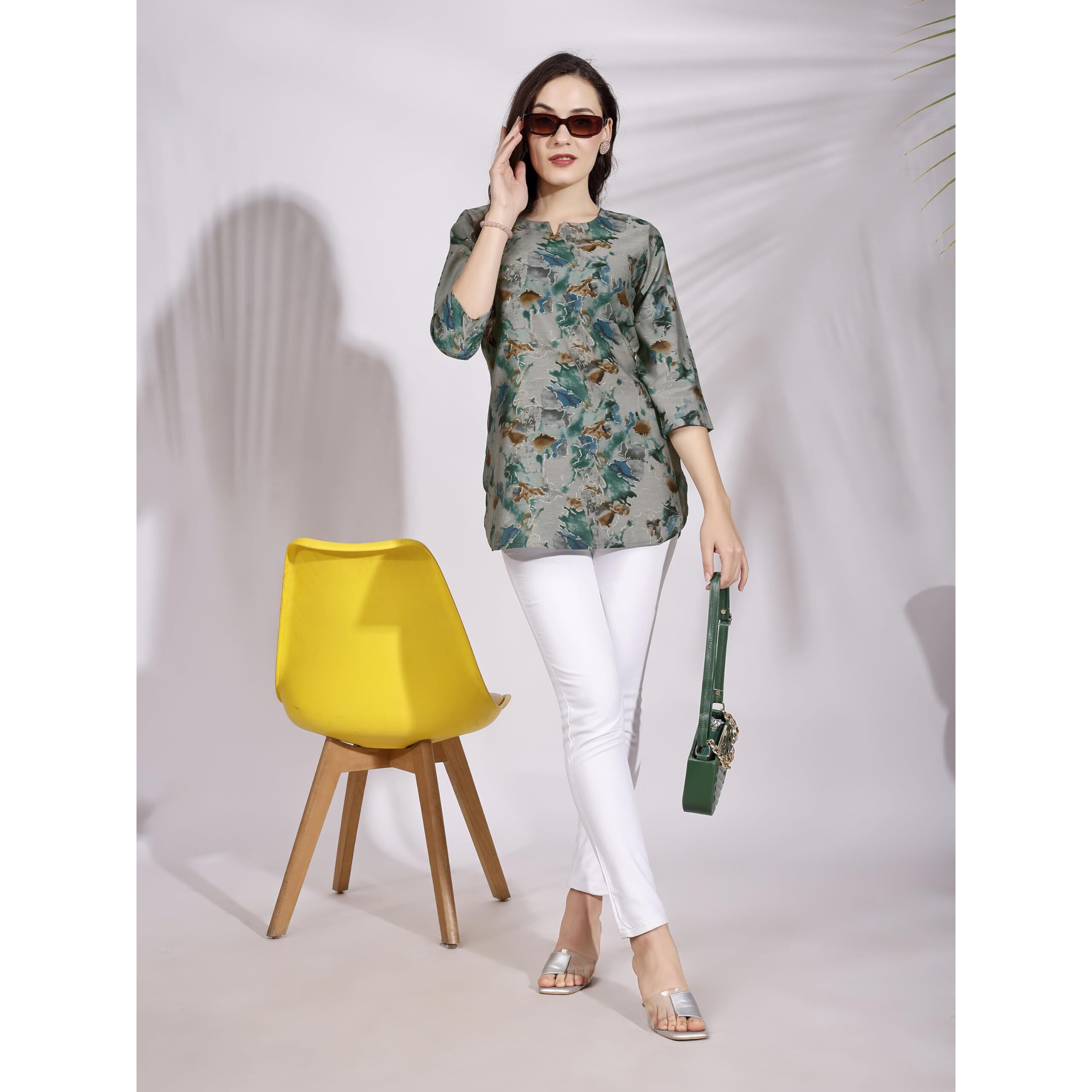 SMOWKLY Ethnic Kurta || Printed Cotton Kurta || Womens Casual wear || Colorful Traditional top || Comfortable Womens Fashion || Stylish Ethnic Clothing (1450_Green_S)