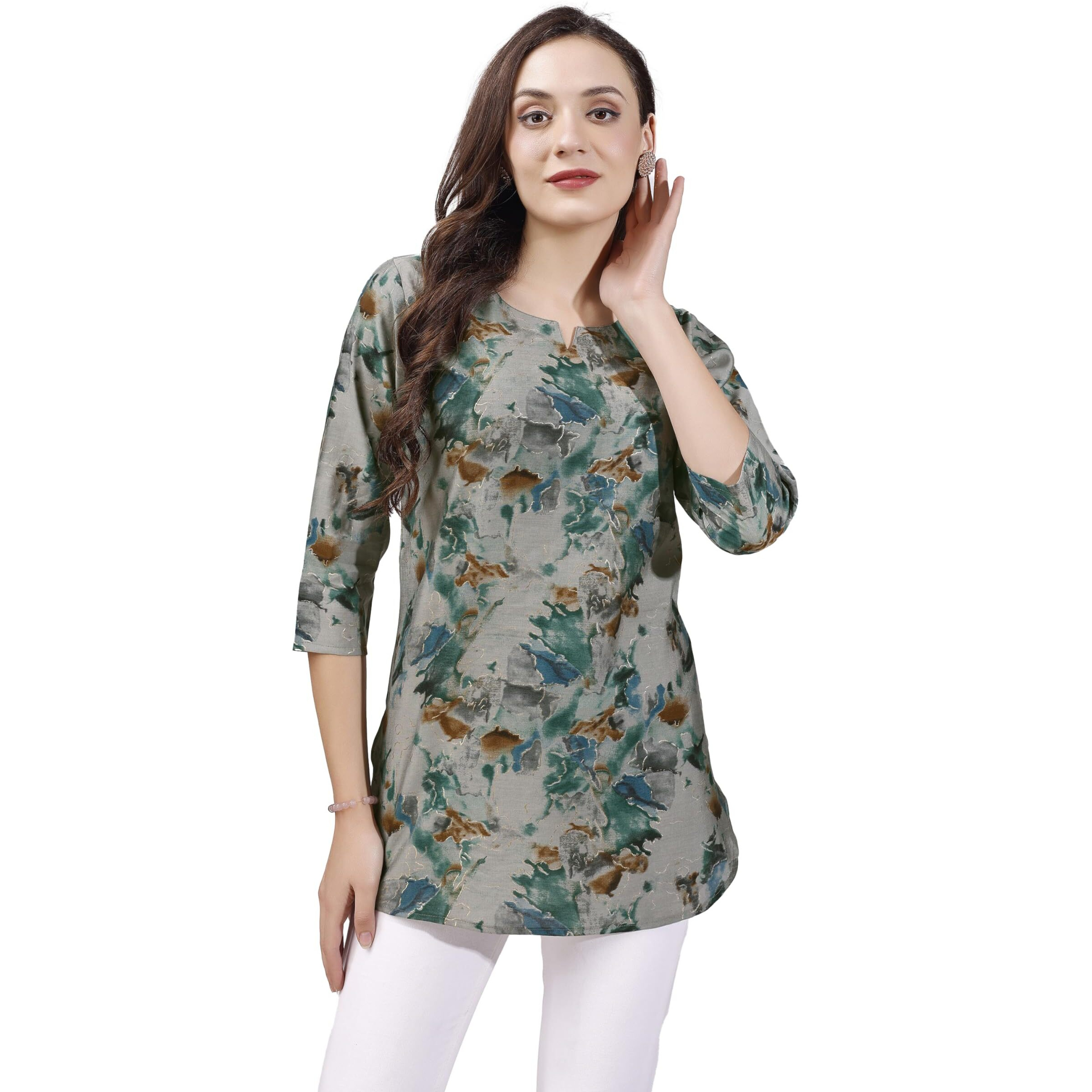 SMOWKLY Ethnic Kurta || Printed Cotton Kurta || Womens Casual wear || Colorful Traditional top || Comfortable Womens Fashion || Stylish Ethnic Clothing (1456_Blue_XXL)