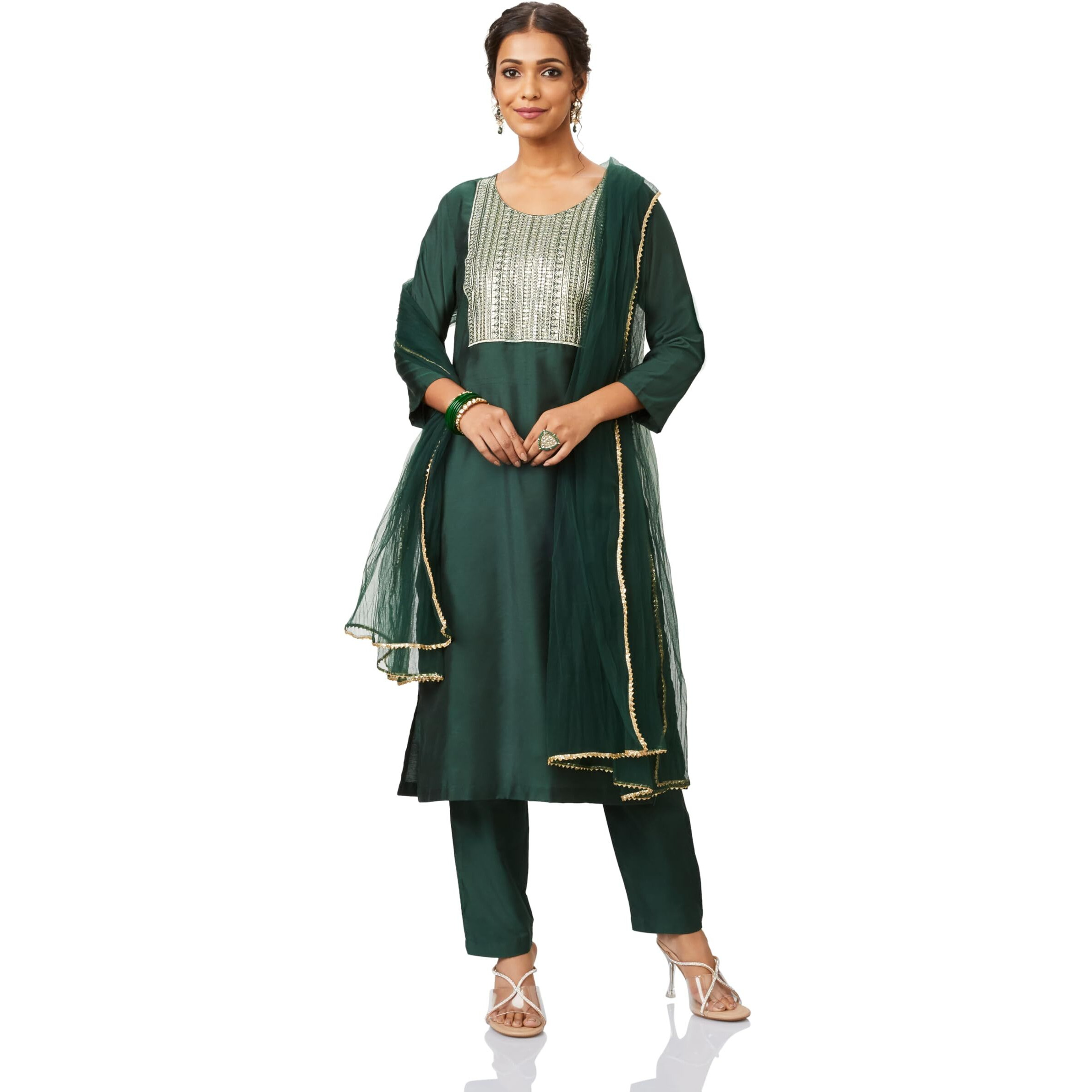Amazon Brand - Myx Women's Rayon Salwar Suit (AW24-MYX-SKD-VN-02_Emerald Green_XL)