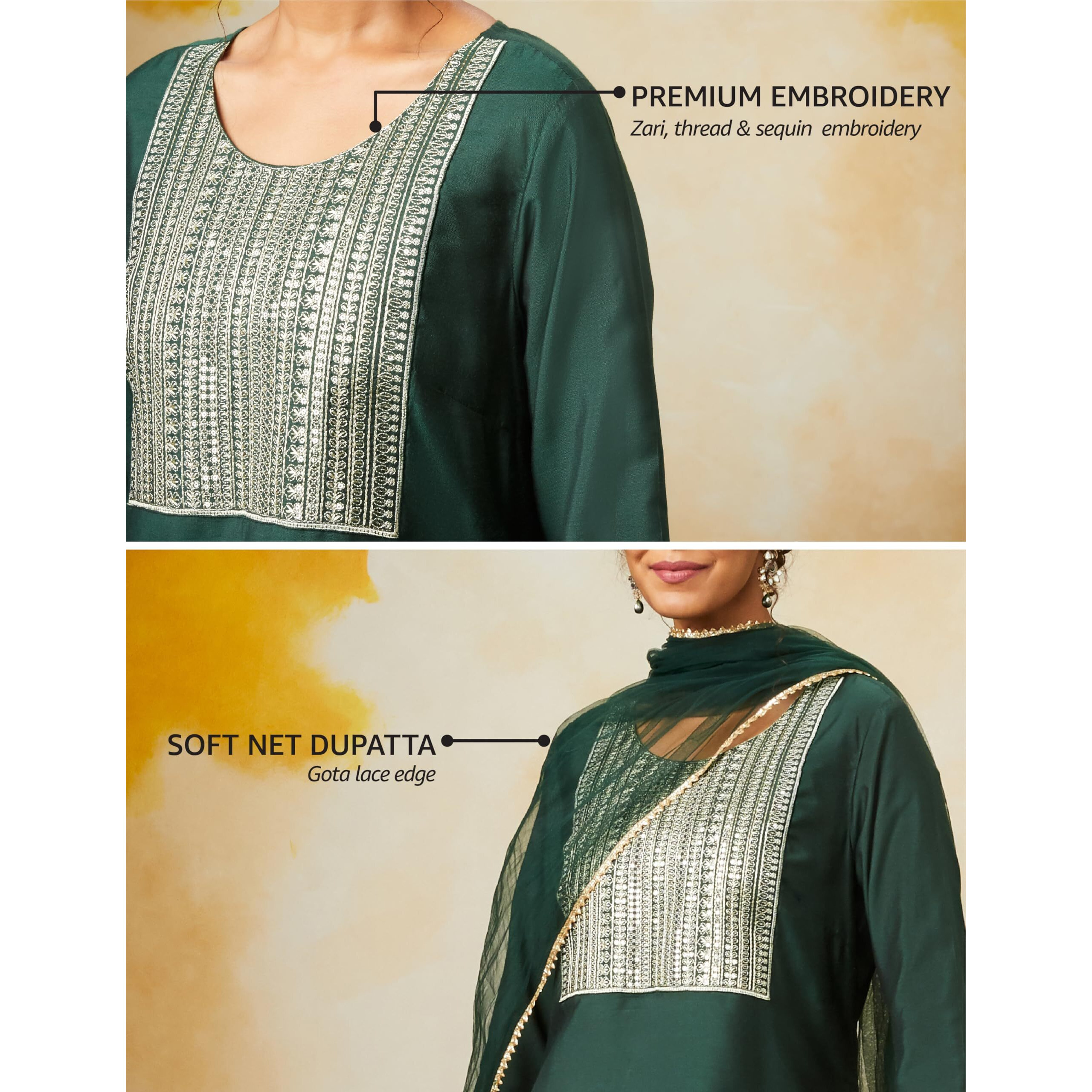 Amazon Brand - Myx Women's Rayon Salwar Suit (AW24-MYX-SKD-VN-02_Emerald Green_XL)