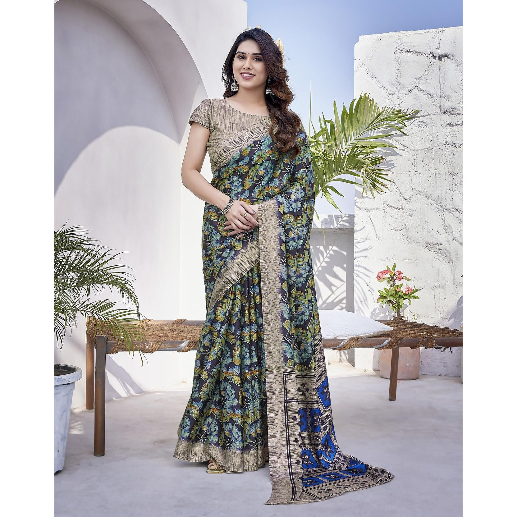 Yashika Women's Elegant Chiffon Saree with Matching Blouse - Elevate Your Style with This Trendy Ensemble Perfect for Special Occasions (AZ-YS-P1-GOPIKA BLACK)