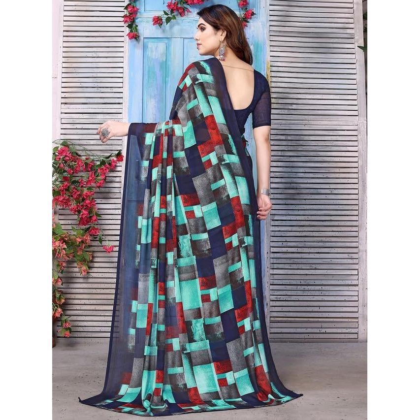 SAMAH Women's Pure Georgette Saree (3201S2296N_Multi2)