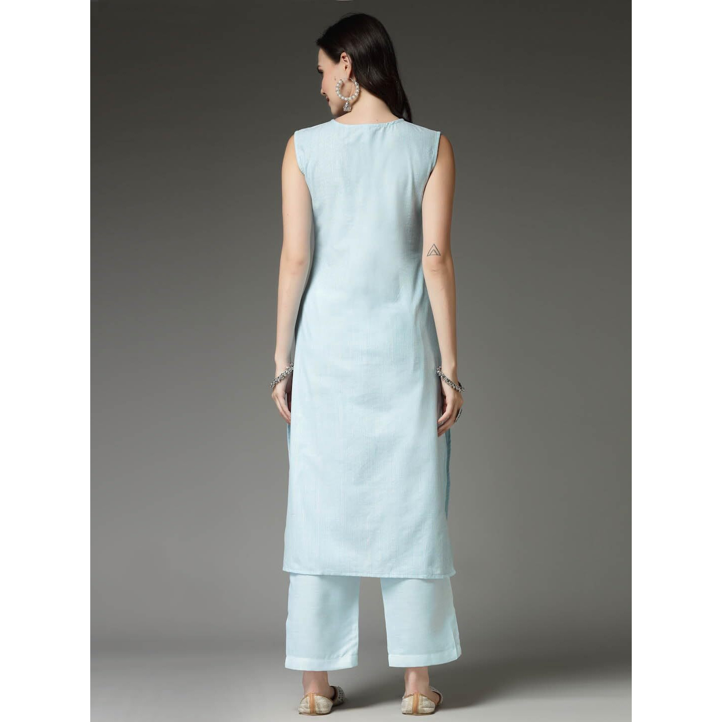 Stylum Women's Solid Cotton Blend Straight Kurta Pant Set (KPAQUAASMI34_Aqua Blue, XS)