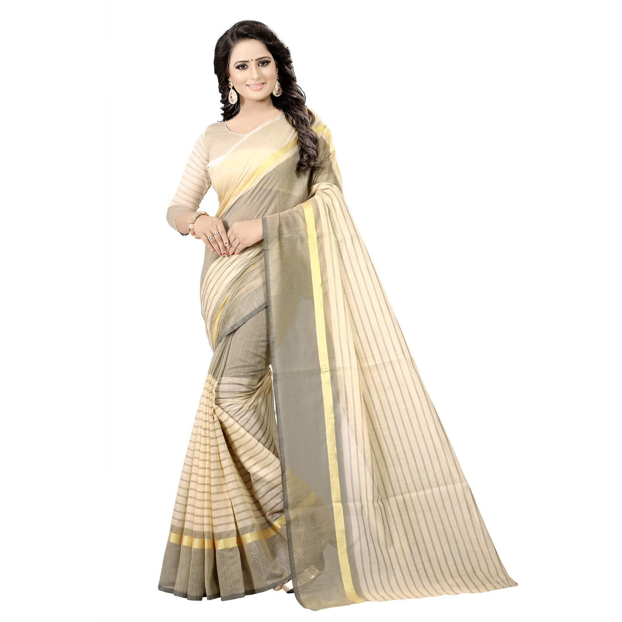 Florence Women's Cotton Saree (FL-IF-Rustom_Black and Cream)