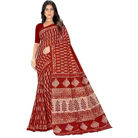 Tamaira Fashion Women's Plain Cotton Saree (2499_RustOrange_Rust Orange)