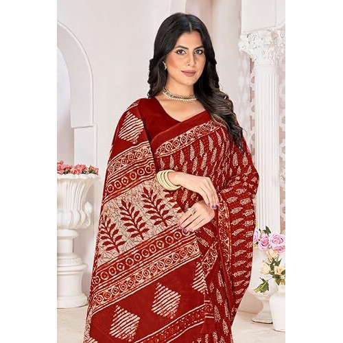 Tamaira Fashion Women's Plain Cotton Saree (2499_RustOrange_Rust Orange)