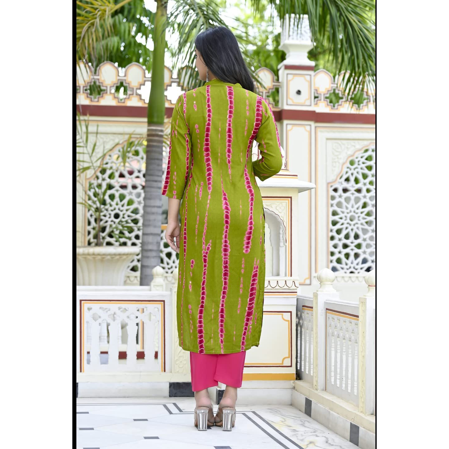 GoSriKi Women's Rayon Straight Printed Kurta with Pant & Dupatta (SIBORI-Methi-CMD-GS_M_Green_Medium)