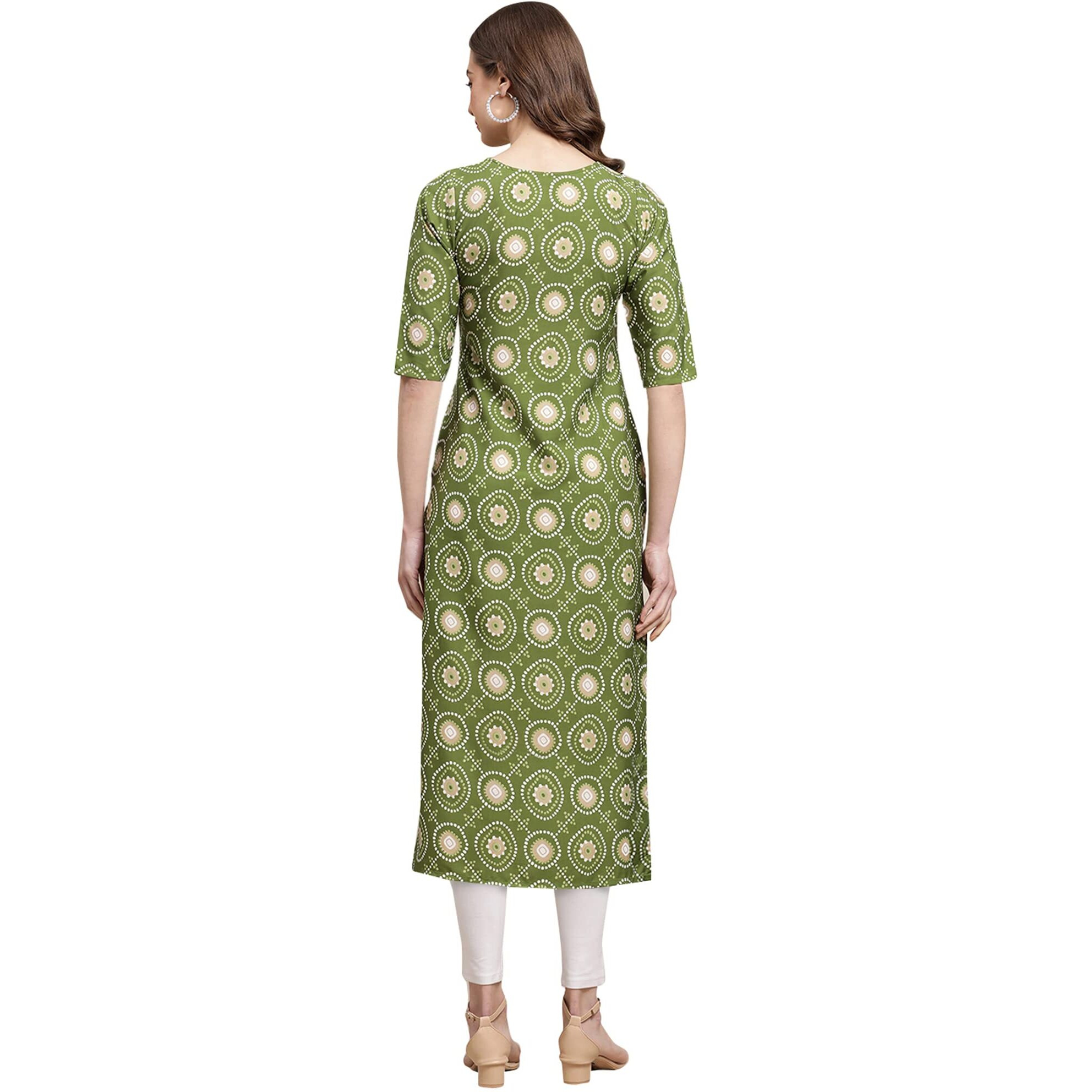 Pinkmint Women's Crepe Digital Print Straight Kurta Pack of 6 [CR-358-338-344-339-353-369-L]