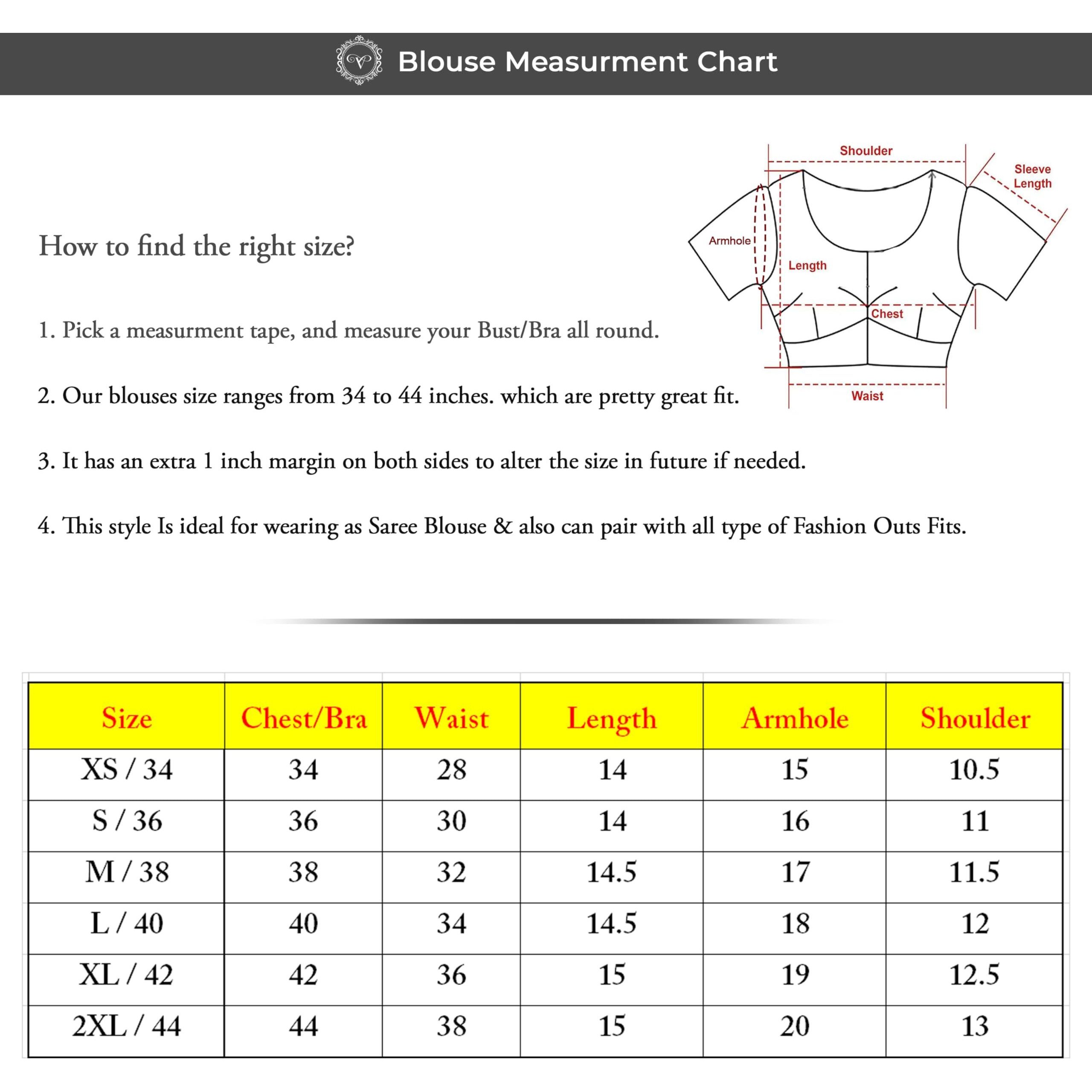 Vardha Women's Readymade Brocade Sleeveless Saree Blouse (B17_42)