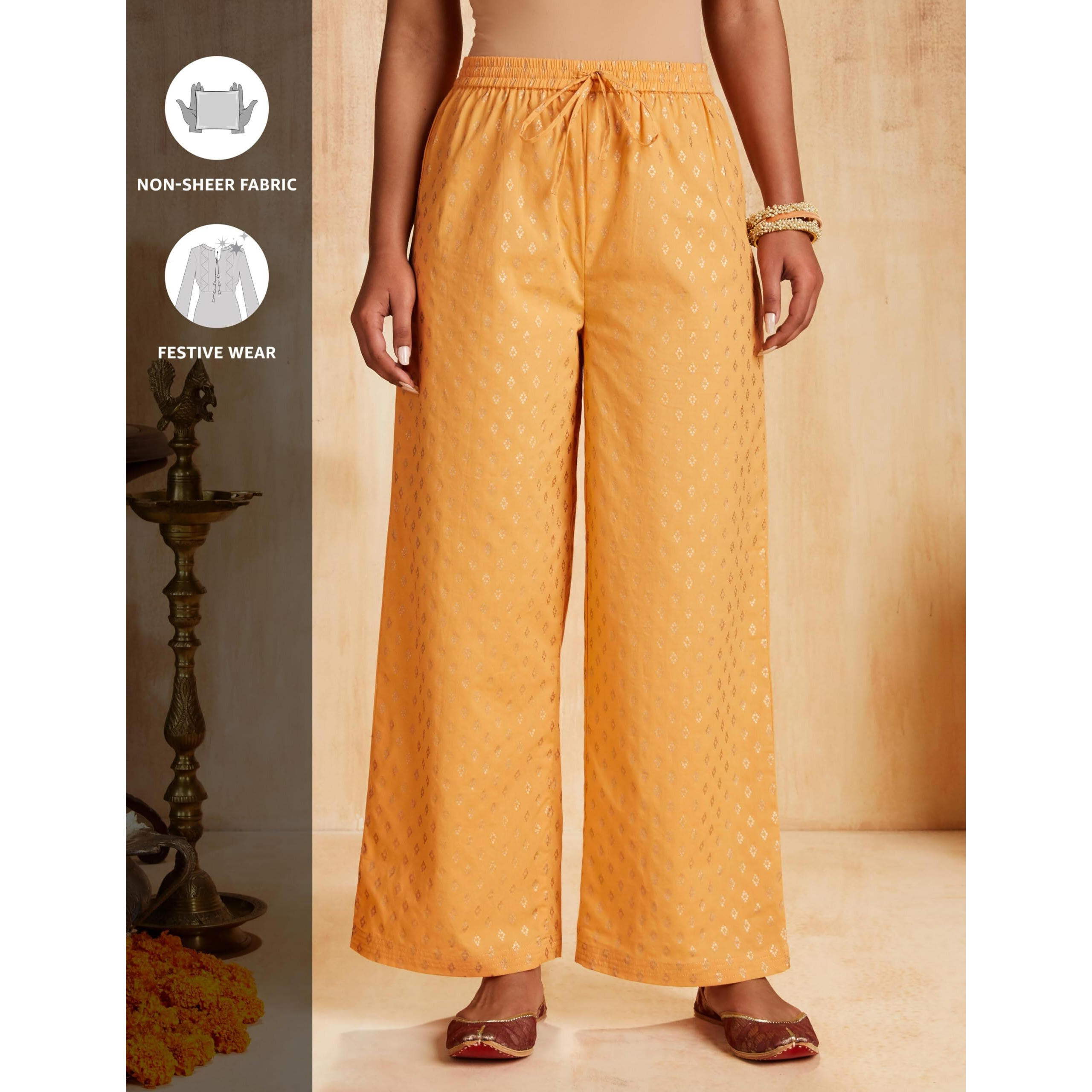 Amazon Brand - Myx Women's Cotton Salwar Suit (MYX-AW23-SKD-05_Mustard Yellow_XS)