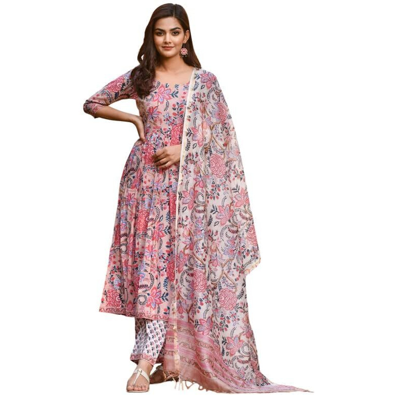 I ENTERPRISE Kurta Set for Women | Women Kurta Set with Dupatta | Women Kurta Sets Kurtis | Women Kurta Pant Set | Traditional | Ethnic Set | Suit | Color_ Multicolor Size- L