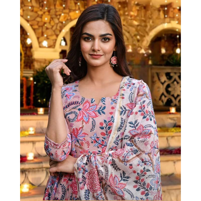 I ENTERPRISE Kurta Set for Women | Women Kurta Set with Dupatta | Women Kurta Sets Kurtis | Women Kurta Pant Set | Traditional | Ethnic Set | Suit | Color_ Multicolor Size- L