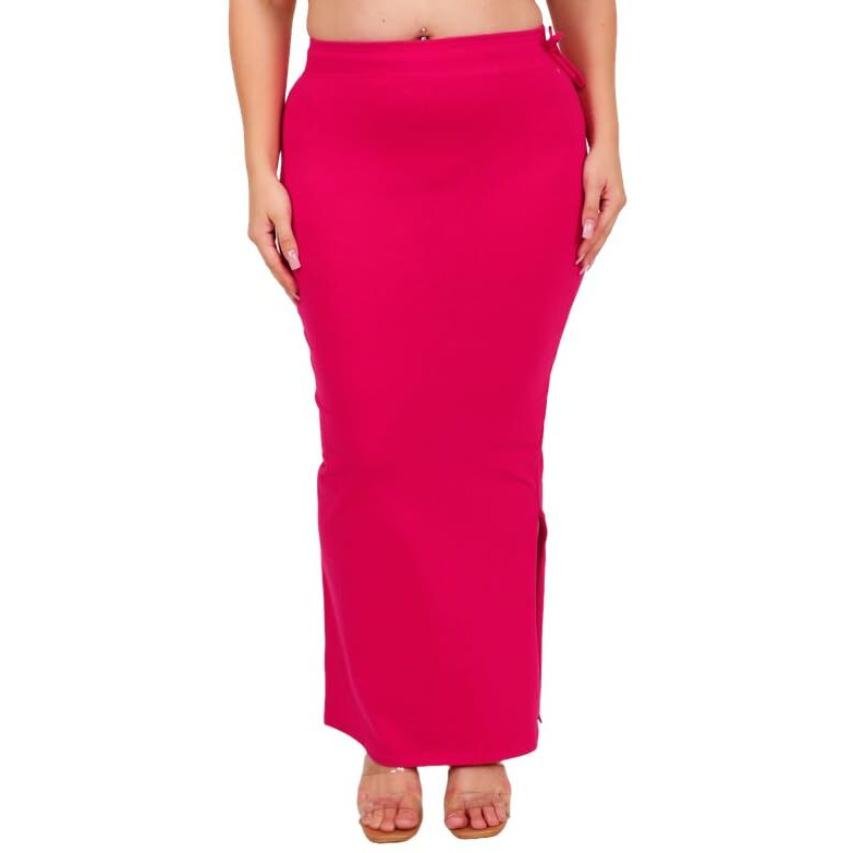 Georgio Martini - First Time In India Plus Size Cotton Lycra Saree Shapewear for Women Straight Cut Skirt with Side Cut | Shape Wear Dress for Sarees | Petticoat with Drawstring Magenta-S