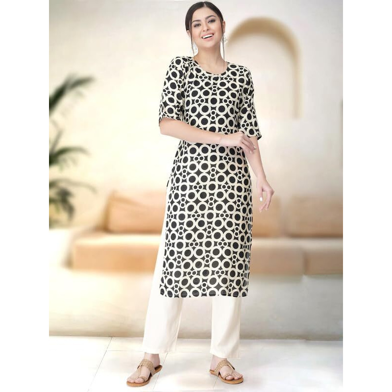Pinkmint Kurta Set for Women ll Printed Kurti & Pant Set ll Regular Kurta Set ll (Pack of 2) Black-Pink