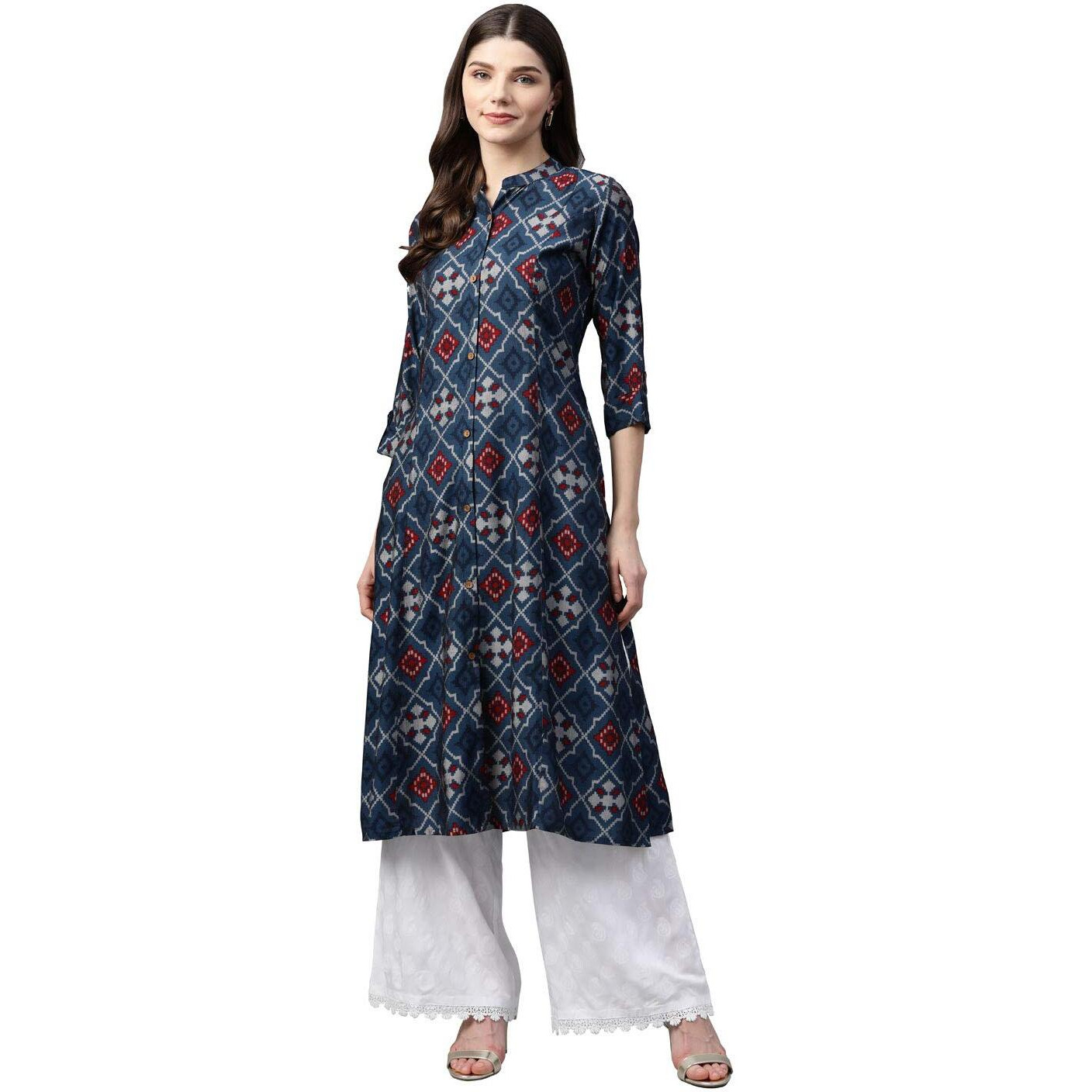 Divena Women's Rayon Printed Regular Kurta (DK0584-4XL_Blue