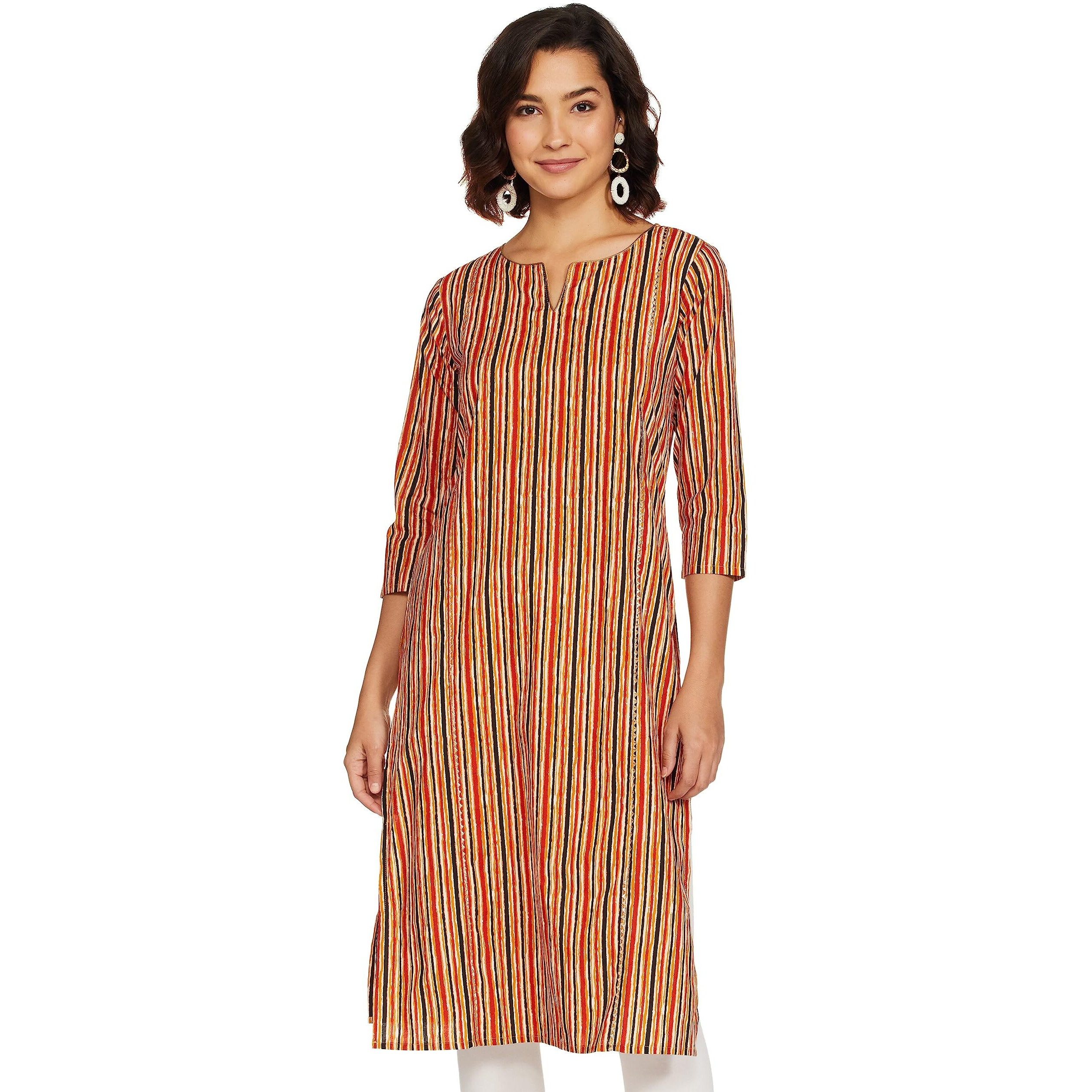 Amazon Brand - Myx Women's Cotton Regular Kurta (AW22TAV21_Multi-Coloured 3_S)