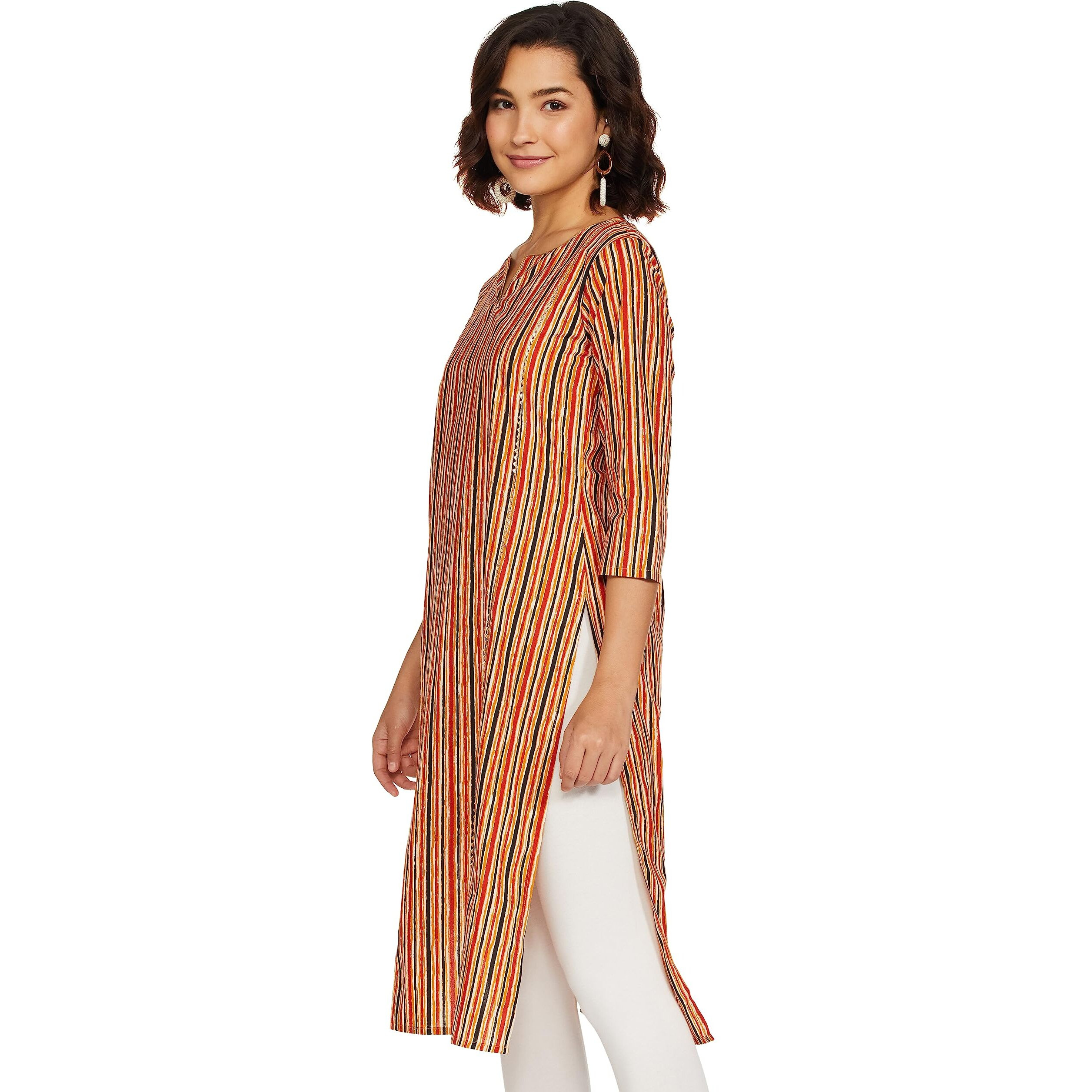 Amazon Brand - Myx Women's Cotton Regular Kurta (AW22TAV21_Multi-Coloured 3_S)