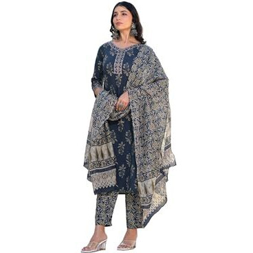 SHIENZY Cotton Blend Women's Kurtas & Kurtis (1613_KBD-XL_Blue