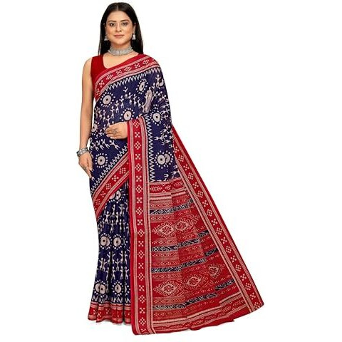 Tamaira Fashion Women's Plain Cotton Saree (2483_Indigo Blue