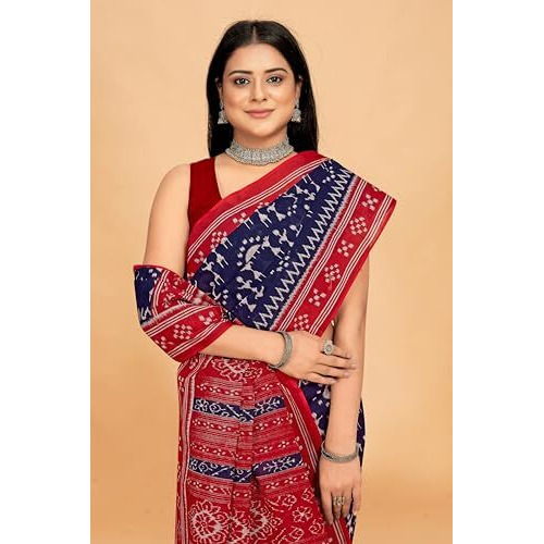 Tamaira Fashion Women's Plain Cotton Saree (2483_Indigo Blue