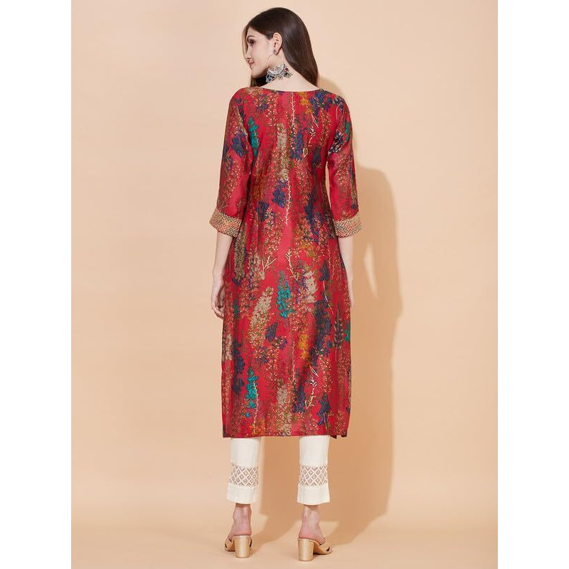 Fashor Women's Cotton Floral Regular Fashion Vest (36-KA334022121971009_Red