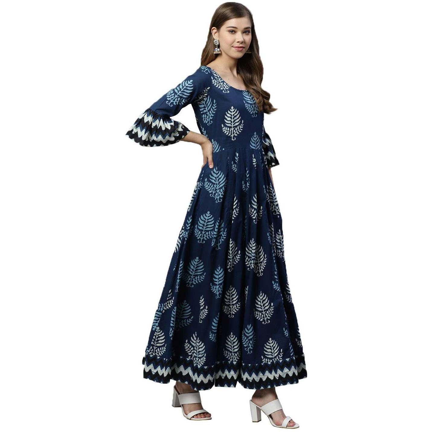 Divena Women's Cotton Regular Kurti (DK0542-L_Blue_Large)