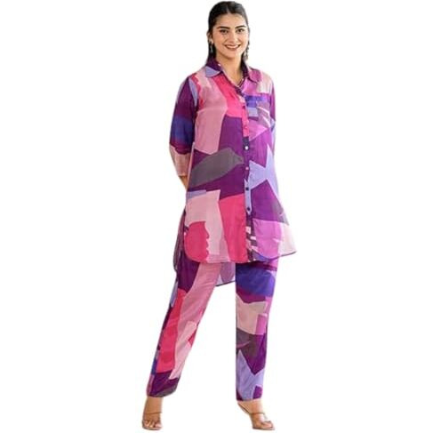 Leriya Fashion co ord Set for Women | Summer co ord Set for Women | Formal co ord Set for Women | Women co ord Set (XXX-Large, Purple)