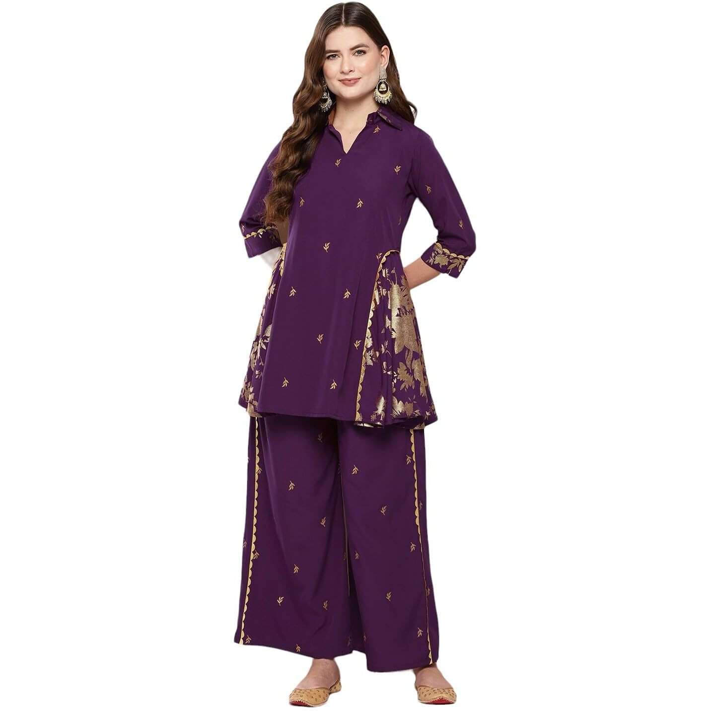 Ahalyaa Women's Polyester Co-Ords (AHTUPN-Combo-840-ICH_Burgundy_L)