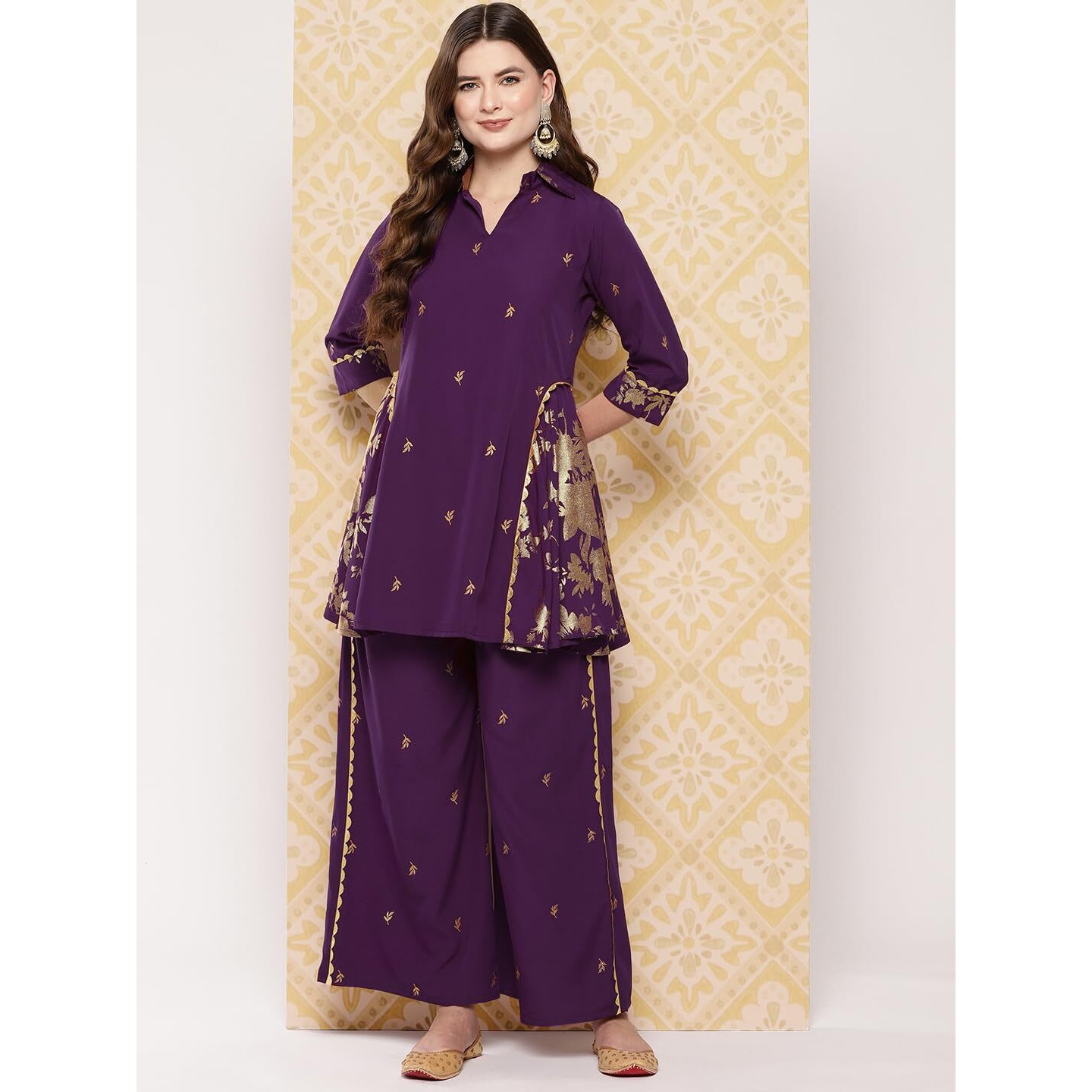 Ahalyaa Women's Polyester Co-Ords (AHTUPN-Combo-840-ICH_Burgundy_L)