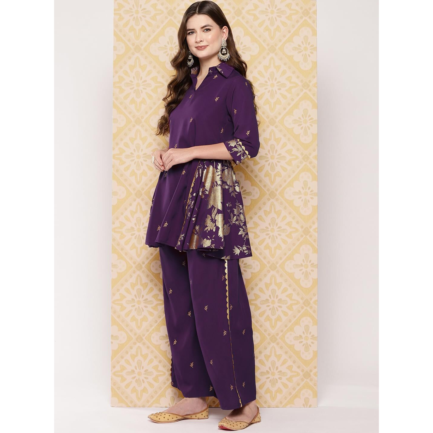 Ahalyaa Women's Polyester Co-Ords (AHTUPN-Combo-840-ICH_Burgundy_L)