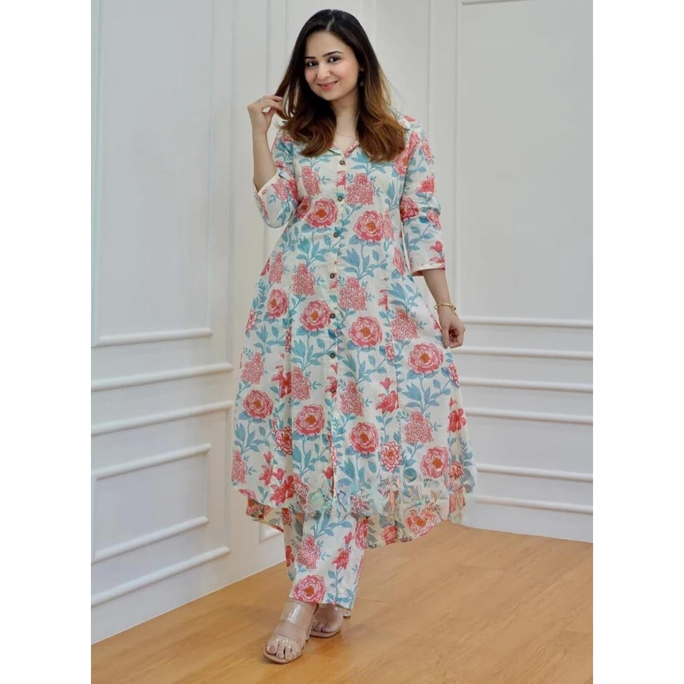 Leriya Fashion Ethnic Co Ord Set for Women | Kurta Set for Women | 2 Piece Kurta Set | Kurta with Pant for Women | Kurti and Pant (XXX-Large, Pink)