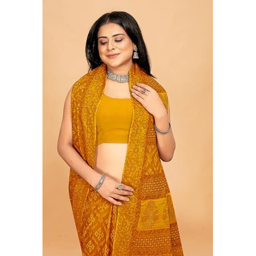 Tamaira Fashion Women's Plain Cotton Saree (11549_Mustard