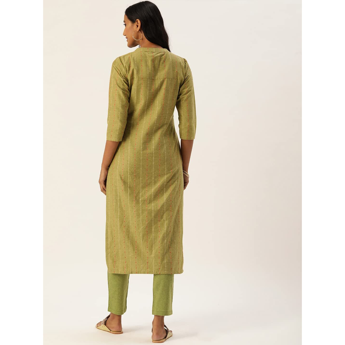 Hritika Woven Cotton Blend Olive Green Kurta Set_(HRKB0018OGRN_XXL)