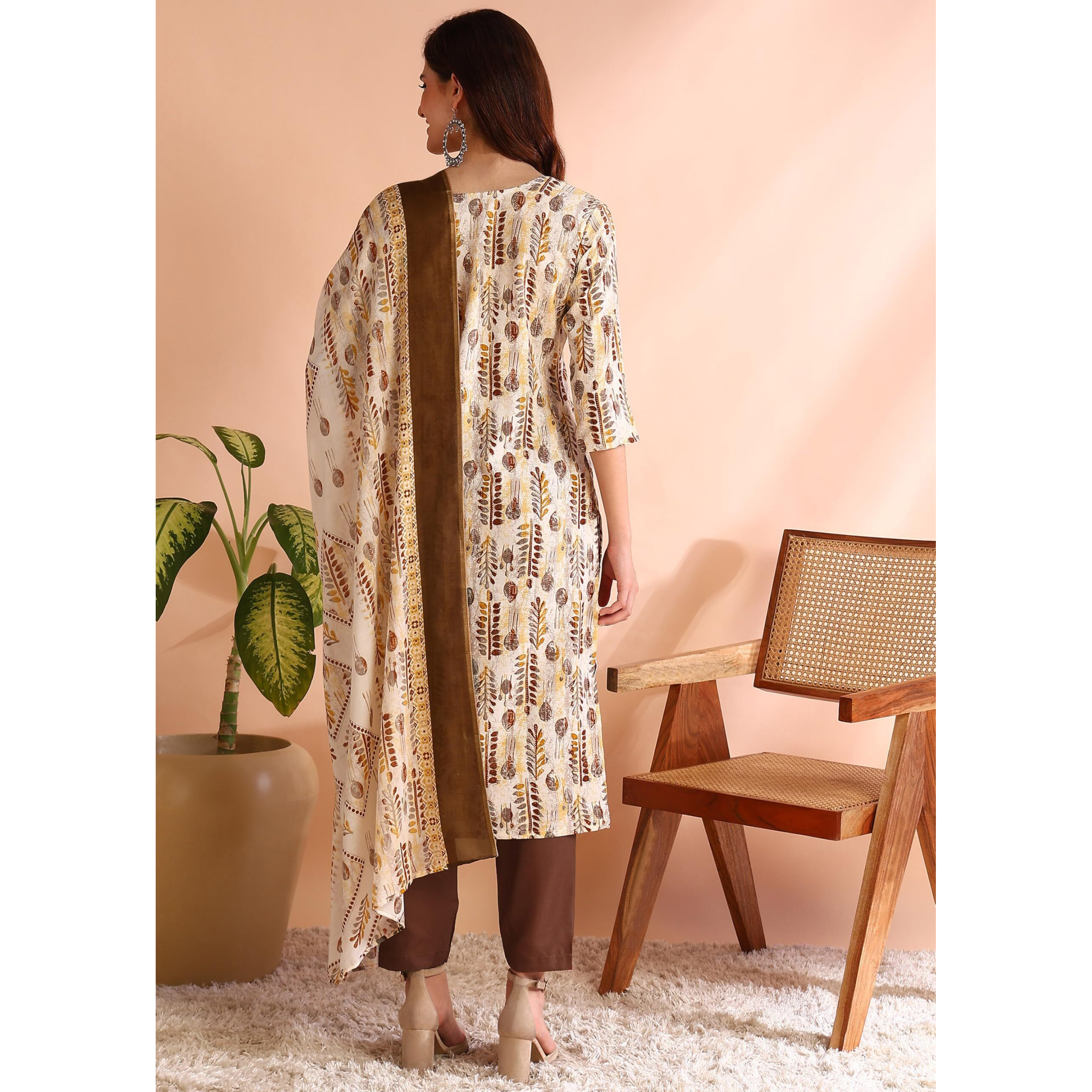 MEMORE Women's Poly Rayon printed Kurti, Plazzo with Dupatta set